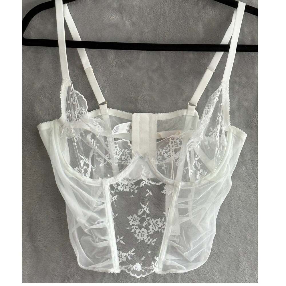 Adore Me Avara White Lace Bustier Corset Top 38C NEW Coquette Layering Going Out